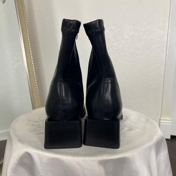 NIB Faux Leather 90s Style Black Square Ankle Boots EU 40 / US 9.5 - Picture 5 of 8